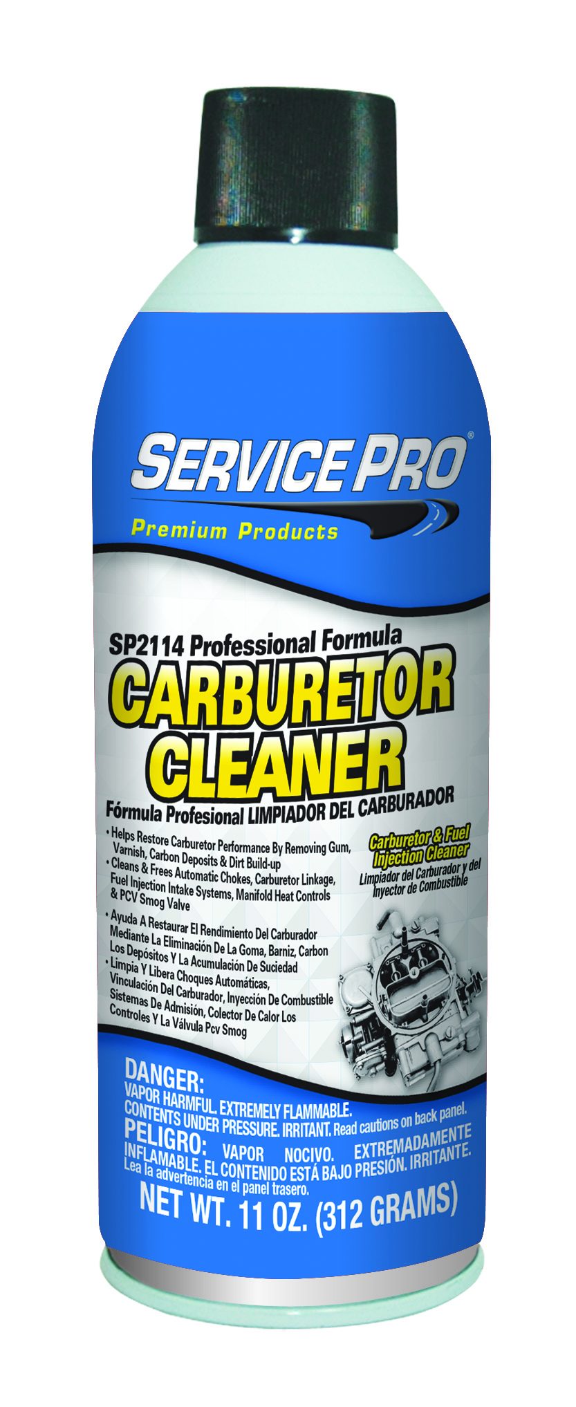 Service Pro Professional Carburetor Cleaner | Container: 11 Oz Aerosol Can | Shipped as: Case of 12 x 18 oz Aerosol Cans - Fuel Systems